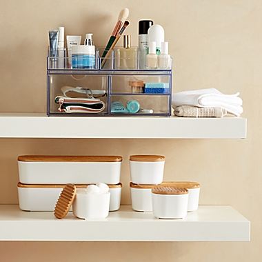 Squared Away&trade; Large Storage Bin with Bamboo Lid in White. View a larger version of this product image.