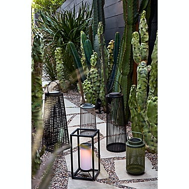 Studio 3B&trade; Small String Design Solar Lantern in Black. View a larger version of this product image.