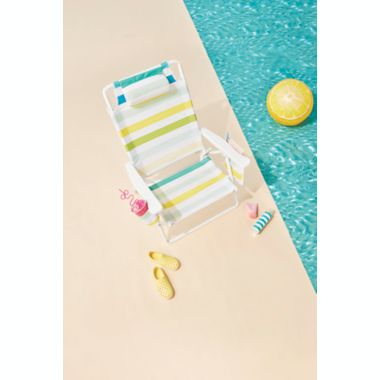 H for Happy&trade; 5-Position Deluxe Stripe Beach Chair in Cool. View a larger version of this product image.