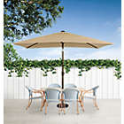 Alternate image 1 for Everhome&trade; 11-Foot Solar LED Rectangular Market Umbrella in Warm Sand