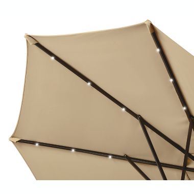 Everhome&trade; 11-Foot Solar LED Rectangular Market Umbrella in Warm Sand. View a larger version of this product image.