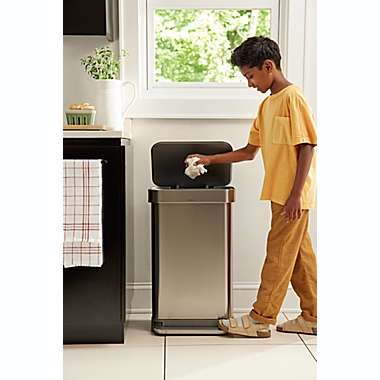 simplehuman&reg; 45-Liter Rectangular Liner Rim Step Trash Can with Liner Pocket. View a larger version of this product image.
