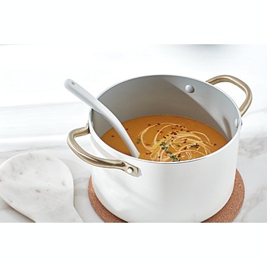 Our Table&trade; Limited Edition Nonstick 5 qt. Aluminum Stock Pot with Steamer in Ivory. View a larger version of this product image.
