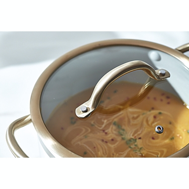 Our Table&trade; Limited Edition Nonstick 5 qt. Aluminum Stock Pot with Steamer in Ivory. View a larger version of this product image.