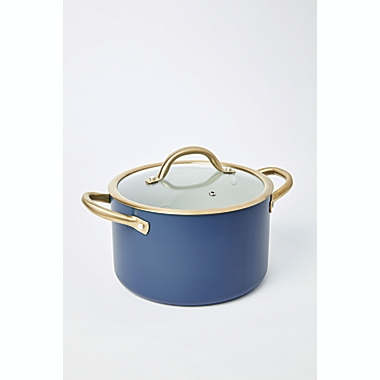 Our Table&trade; Limited Edition Nonstick 5 qt. Aluminum Stock Pot with Steamer in Dark Denim. View a larger version of this product image.