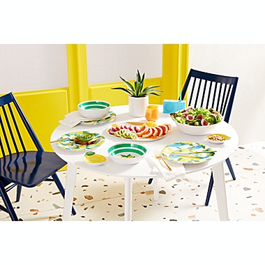 H for Happy&trade; Lemon Stripe Melamine Dinner Plate. View a larger version of this product image.