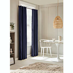 Everhome™ Blanche Textured Solid 108-Inch Blackout Curtain Panel in Navy (Single)