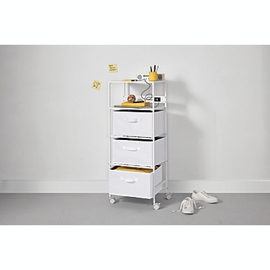 Simply Essential&trade; Storage Cart with USB Charging Station in Bright White. View a larger version of this product image.