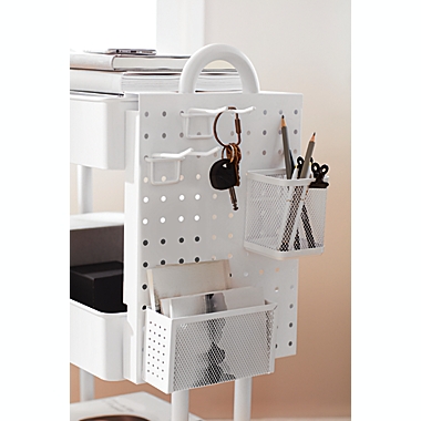 Squared Away&trade; Organizer Cart Pegboard &amp; Accessories in White. View a larger version of this product image.