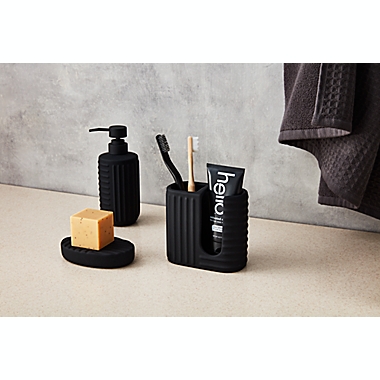 Studio 3B&trade; Rubber Lines Toothbrush Holder in Tuxedo. View a larger version of this product image.