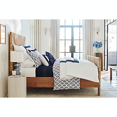 Everhome&trade; Emory Hotel Border European Pillow Sham in Navy. View a larger version of this product image.