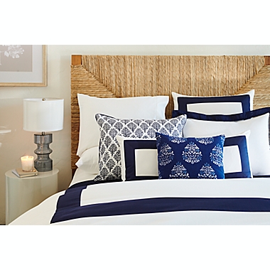 Everhome&trade; Paisley Square Throw Pillow in Dark Blue. View a larger version of this product image.