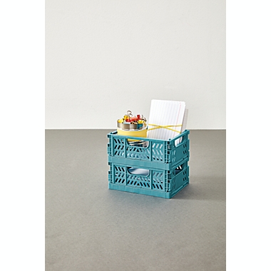 Simply Essential&trade; Mini Collapsible Crates in Brittany Blue (Set of 2). View a larger version of this product image.