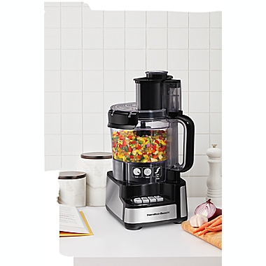 Hamilton Beach&reg; Stack &amp; Snap&trade;12-Cup Food Processor in Black. View a larger version of this product image.
