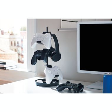 Squared Away&trade; Universal Game Controller and Headphone Stand in Black. View a larger version of this product image.