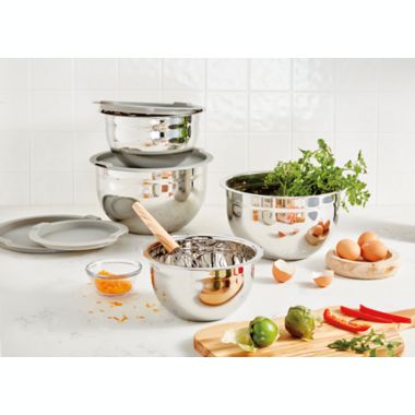 Our Table&trade; Stainless Steel Mixing Bowls with Lids (Set of 4). View a larger version of this product image.