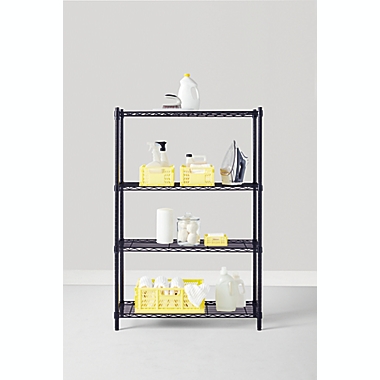 Simply Essential&trade; 4-Tier Heavy Duty Metal Shelving Unit in Black. View a larger version of this product image.