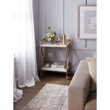 Everhome&trade; Marble Bar Cart in White/Gold. View a larger version of this product image.