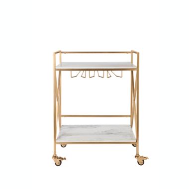 Everhome&trade; Marble Bar Cart in White/Gold. View a larger version of this product image.