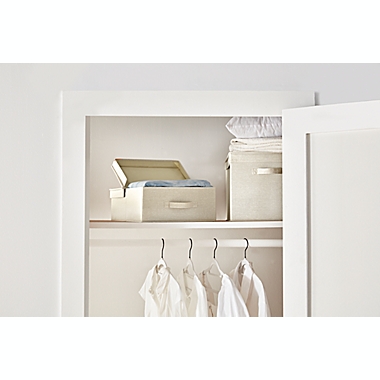 Squared Away&trade; Medium Canvas Storage Box in Egret/Oyster Grey. View a larger version of this product image.