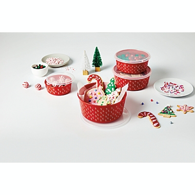 H for Happy&trade; 4-Piece Holiday Food Prep Bowls Set in Red. View a larger version of this product image.