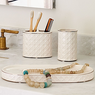 Everhome&trade; Cane Towel Holder Tray in White. View a larger version of this product image.