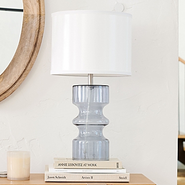 Everhome&trade; Cinched Clear Glass Table Lamp with Linen Shade. View a larger version of this product image.