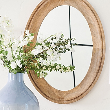 Everhome&trade; 22-Inch x 30-Inch Oval Wood Wall Mirror in Natural. View a larger version of this product image.
