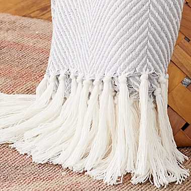 Everhome&trade; Herringbone Fringe Throw Blanket in Ether. View a larger version of this product image.