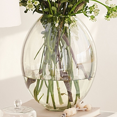 Everhome&trade; 15-Inch Oval-Shaped Decorative Vase in Green. View a larger version of this product image.