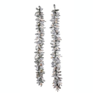 Bee &amp; Willow&trade; Flocked Premium LED Garlands in White (Set of 2). View a larger version of this product image.