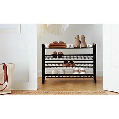 ORG&trade; Compact 4-Tier Shoe Rack in Grey. View a larger version of this product image.