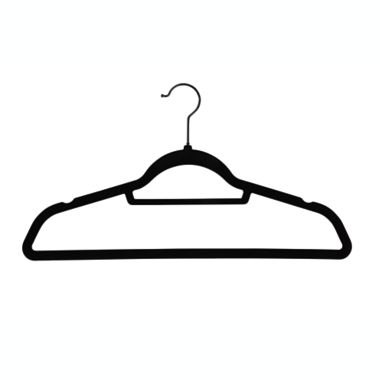 Squared Away&trade; Velvet Slim Suit Hangers in Black with Matte Black Hook (Set of 50). View a larger version of this product image.