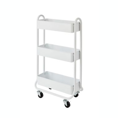 Squared Away&trade; 3-Tier Narrow Utility Storage Cart in White. View a larger version of this product image.