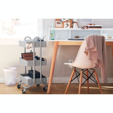 Squared Away&trade; 3-Tier Utility Storage Cart in Grey. View a larger version of this product image.