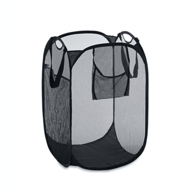 Simply Essential&trade; Mesh Pop-Up Hamper in Black. View a larger version of this product image.