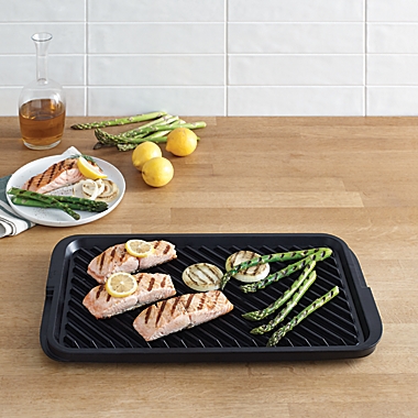 Our Table&trade; Nonstick Cast Aluminum Double Burner Reversible Grill/Griddle. View a larger version of this product image.