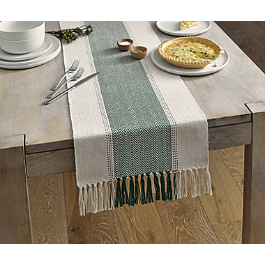 Our Table&trade; Woven Chevron 90-Inch Table Runner in Green. View a larger version of this product image.