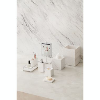 The Threadery&trade; White Marble Bath Jar. View a larger version of this product image.