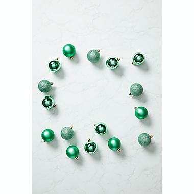 H for Happy&trade; Shatterproof Christmas Ornaments in Green (Set of 24). View a larger version of this product image.