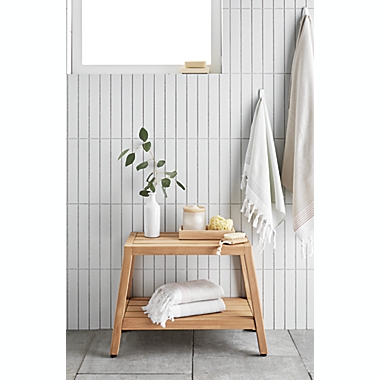 Haven&trade; Teak 2-in-1 Shower Bench in Natural. View a larger version of this product image.