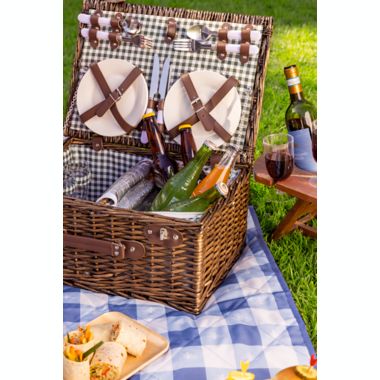 Bee &amp; Willow&trade; Picnic Basket with Service for 4 in Grey. View a larger version of this product image.