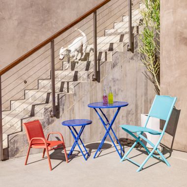 Simply Essential&trade; Kids Outdoor Stacking Sling Chair in Aqua. View a larger version of this product image.