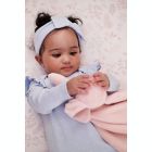 Alternate image 3 for ever &amp; ever&trade; Size 9M 2-Piece Ruffle Footie and Headband Set in Blue Mist