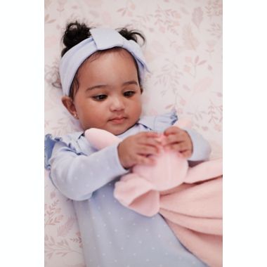 ever &amp; ever&trade; Size 9M 2-Piece Ruffle Footie and Headband Set in Blue Mist. View a larger version of this product image.