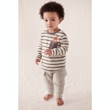 ever &amp; ever&trade; Size 24M Striped Long Sleeve Pocket Tee in Vanilla Ice Fox. View a larger version of this product image.