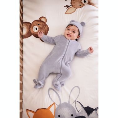 ever &amp; ever&trade; Size 3M 2-Piece Velour Footie and Hat Set in Grey Highrise. View a larger version of this product image.