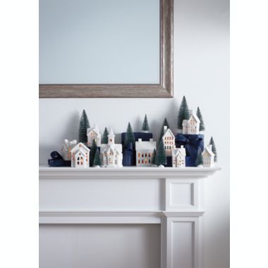 Bee & Willow™ 31-Piece LED Village Set with Timer Tea Lights in White/Green