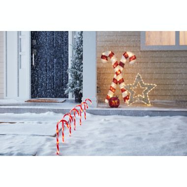 H for Happy&trade; 17.5-Inch LED Candy Cane Pathway Markers in Red/White (Set of 6). View a larger version of this product image.