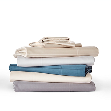 Nestwell&trade; Egyptian Cotton Sateen 625-Thread-Count Queen Sheet Set in Quiet Shade Stripe. View a larger version of this product image.